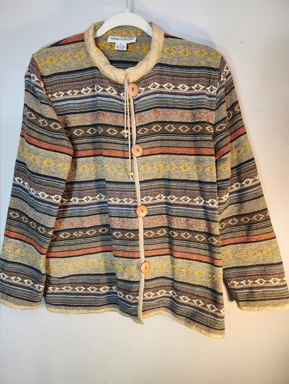Think Positive Multicolor Striped Button-Up Jacket
